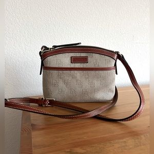 Dooney & Bourke Classic Monogram Crossbody - Cream with Brown Leather